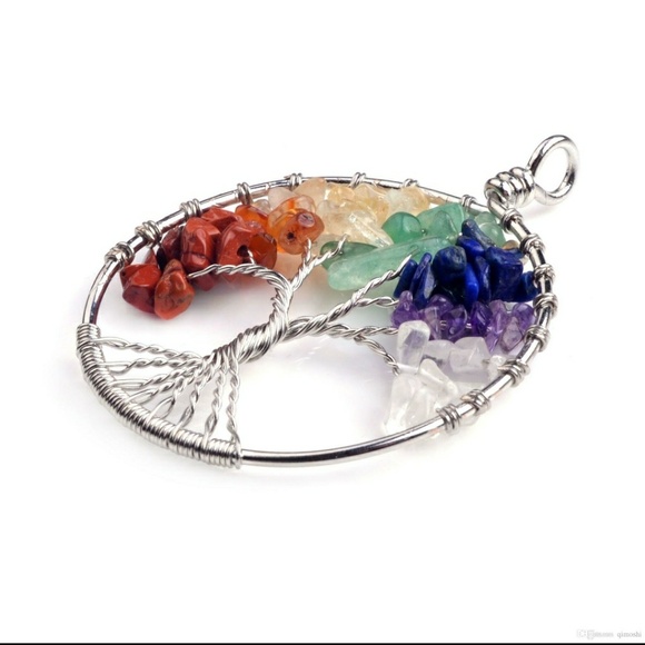 Tree of life 7 chakras natural stone pendant - Picture 3 of 6